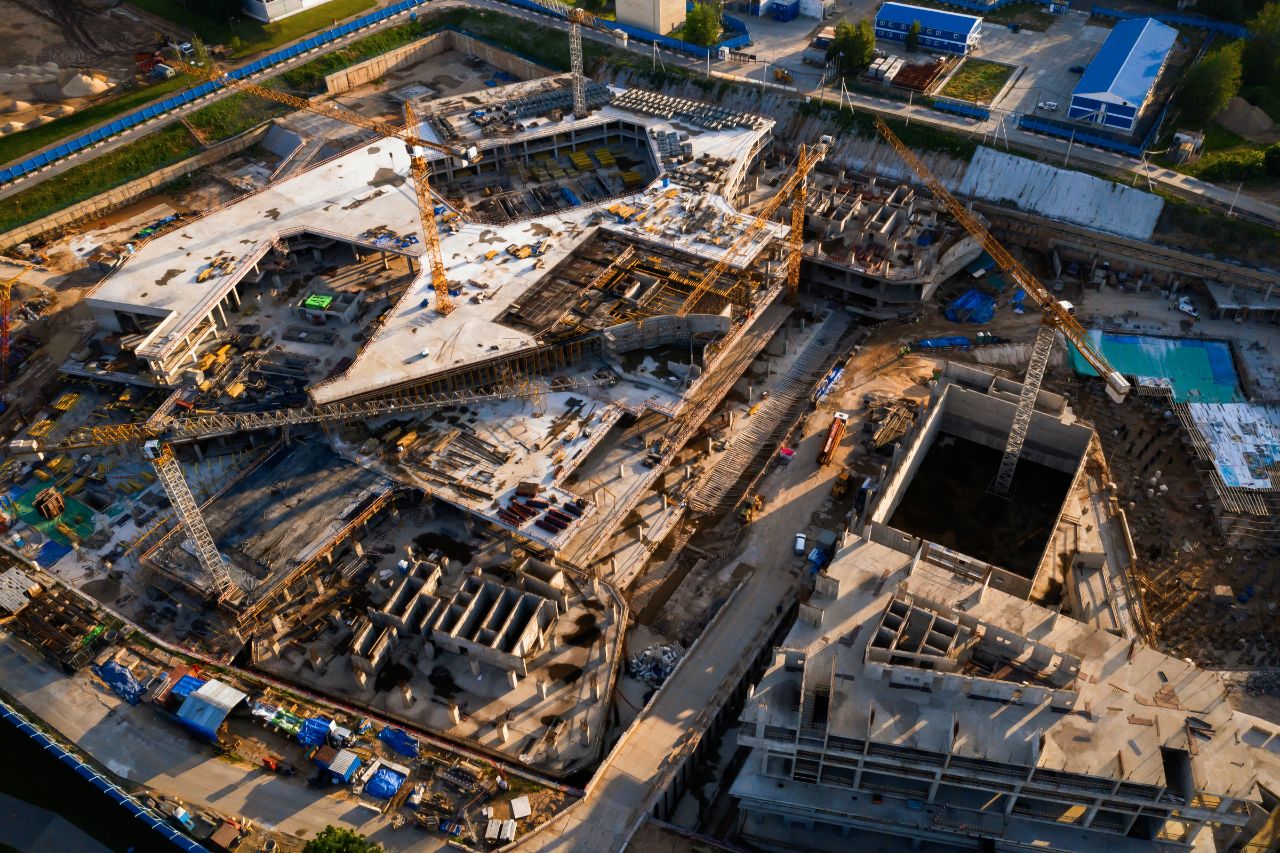 Top view of construction site